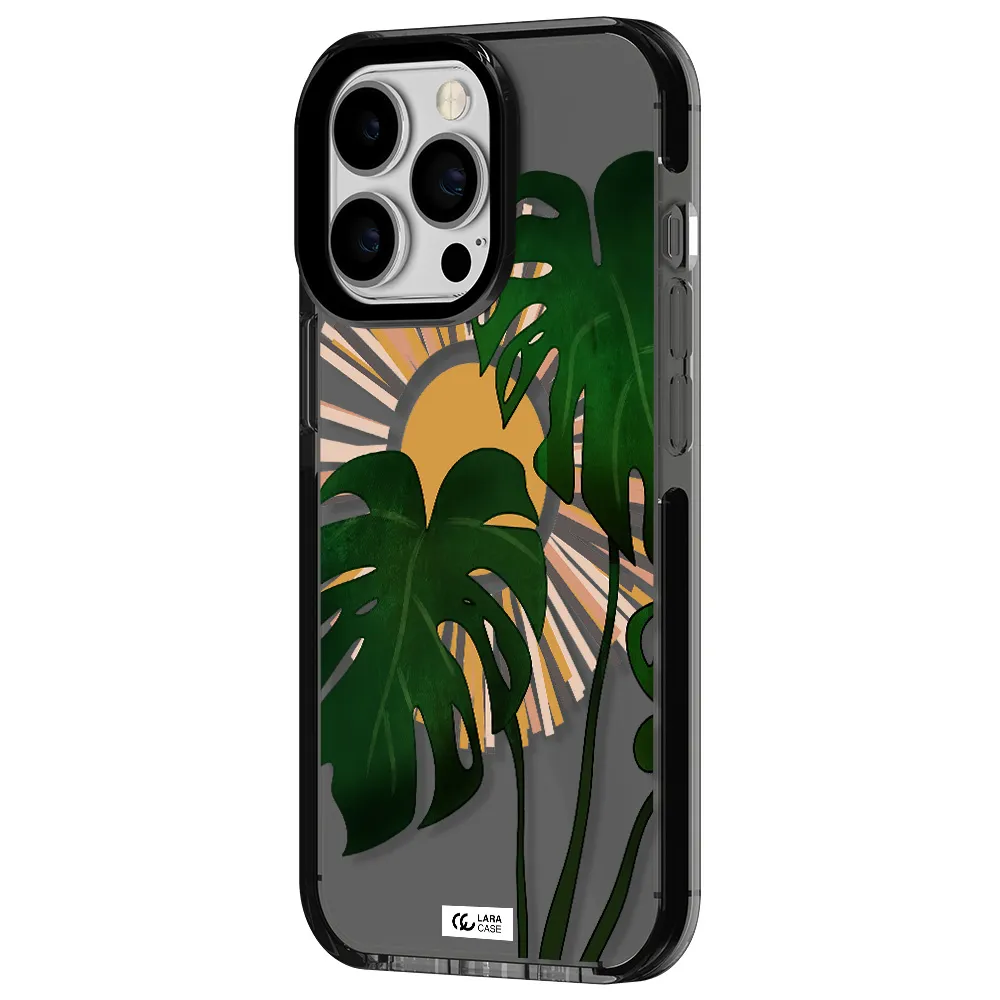 Monstera Leaf Apple iPhone 13 Pro impact Smoke Black Case
