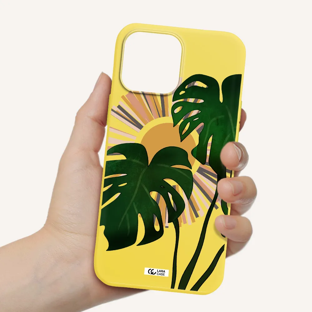 Monstera Leaf Apple iPhone 13 Pro Max Silicone canary yellow Case