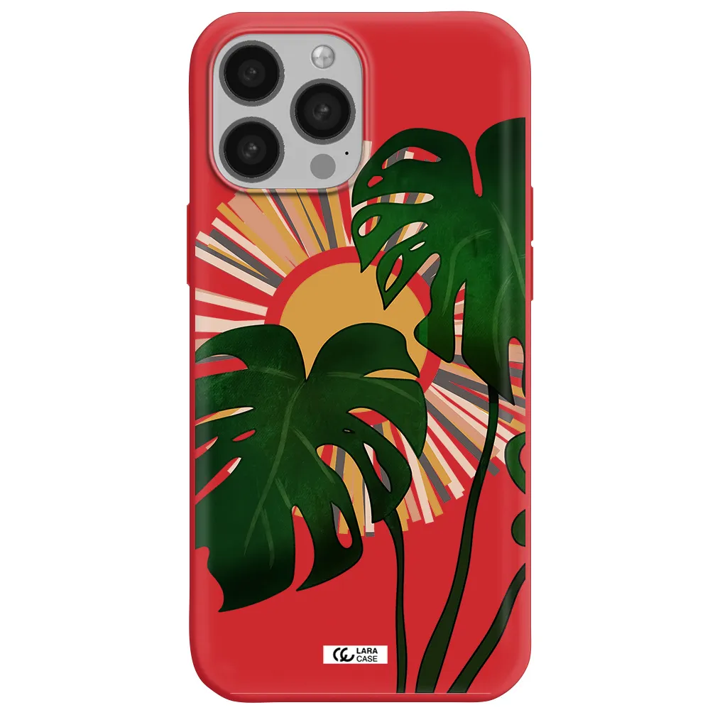 Monstera Leaf Apple iPhone 13 Pro Max Silicone Imperial Red Case