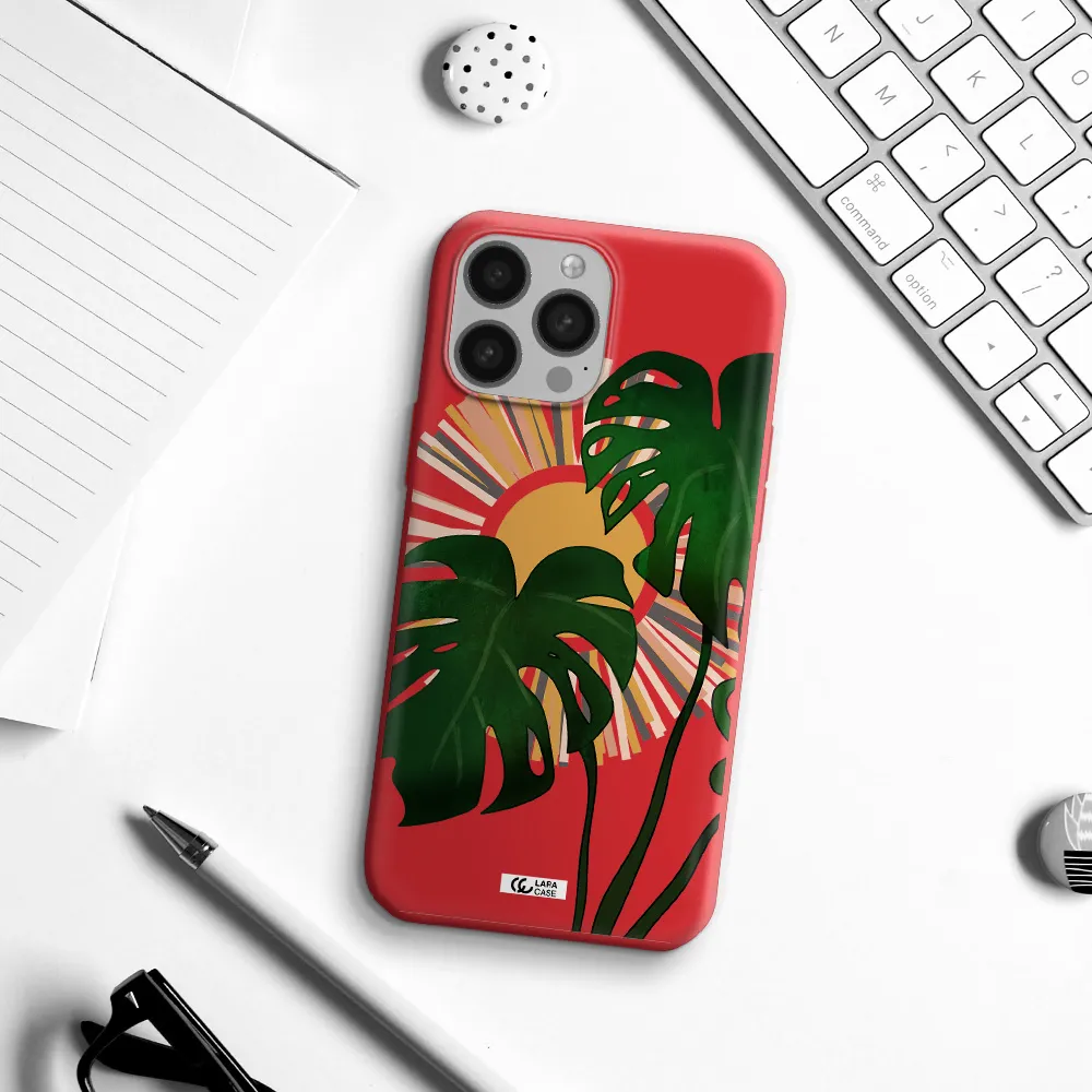 Monstera Leaf Apple iPhone 13 Pro Max Silicone Imperial Red Case