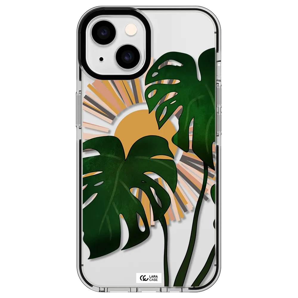 Monstera Leaf Apple iPhone 14 impact black border Case