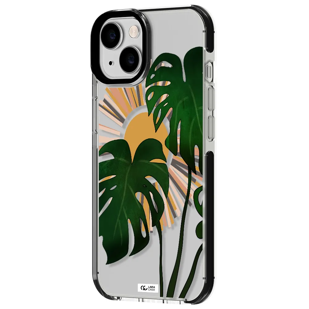 Monstera Leaf Apple iPhone 14 impact black border Case