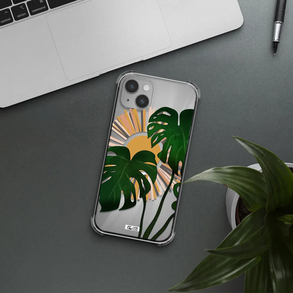 Monstera Leaf Apple iPhone 14 plus Clear PC Case