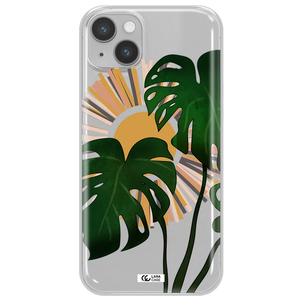 Monstera Leaf Apple iPhone 14 plus Clear TPU Case