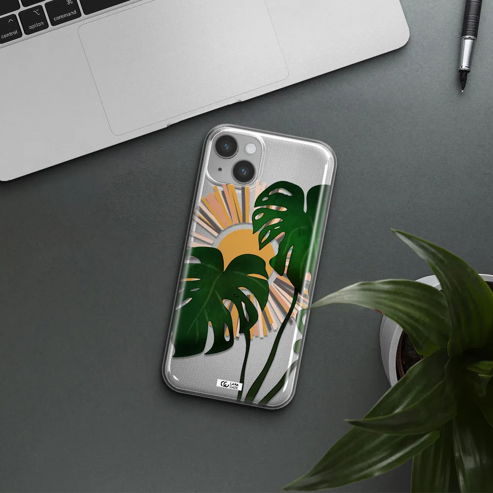 Monstera Leaf Apple iPhone 14 plus Clear TPU Case
