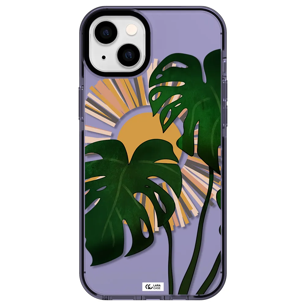 Monstera Leaf Apple iPhone 14 plus impact Lilac Case