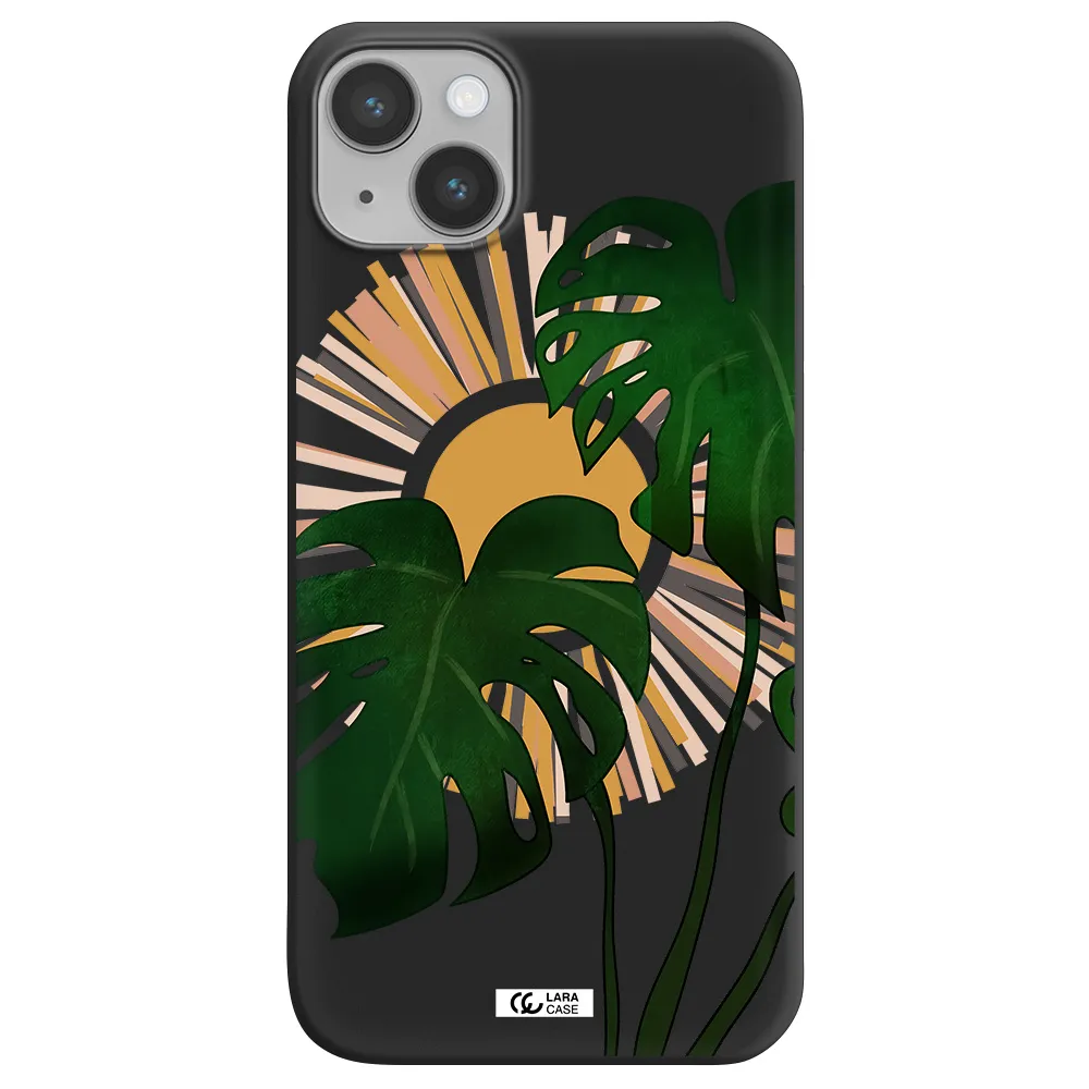 Monstera Leaf Apple iPhone 14 plus Silicone black Case