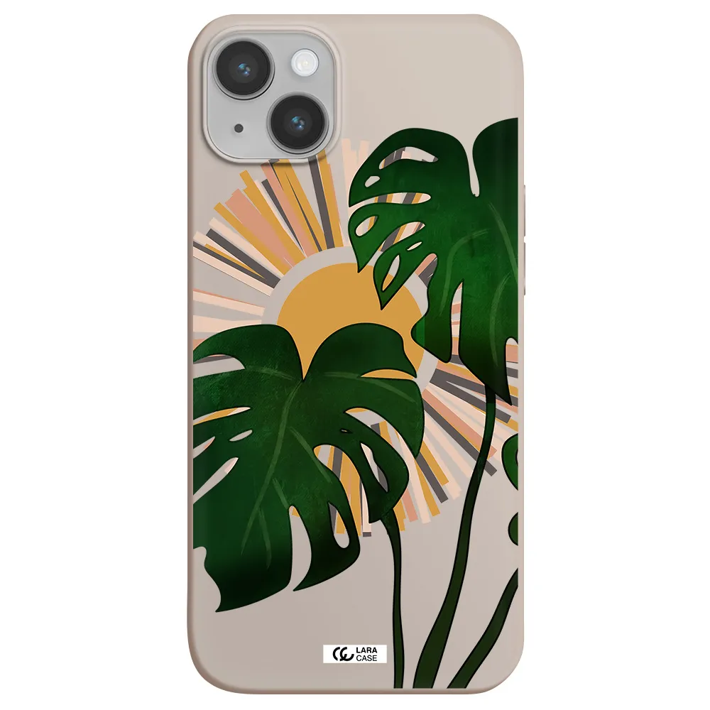 Monstera Leaf Apple iPhone 14 plus Silicone Stone Case