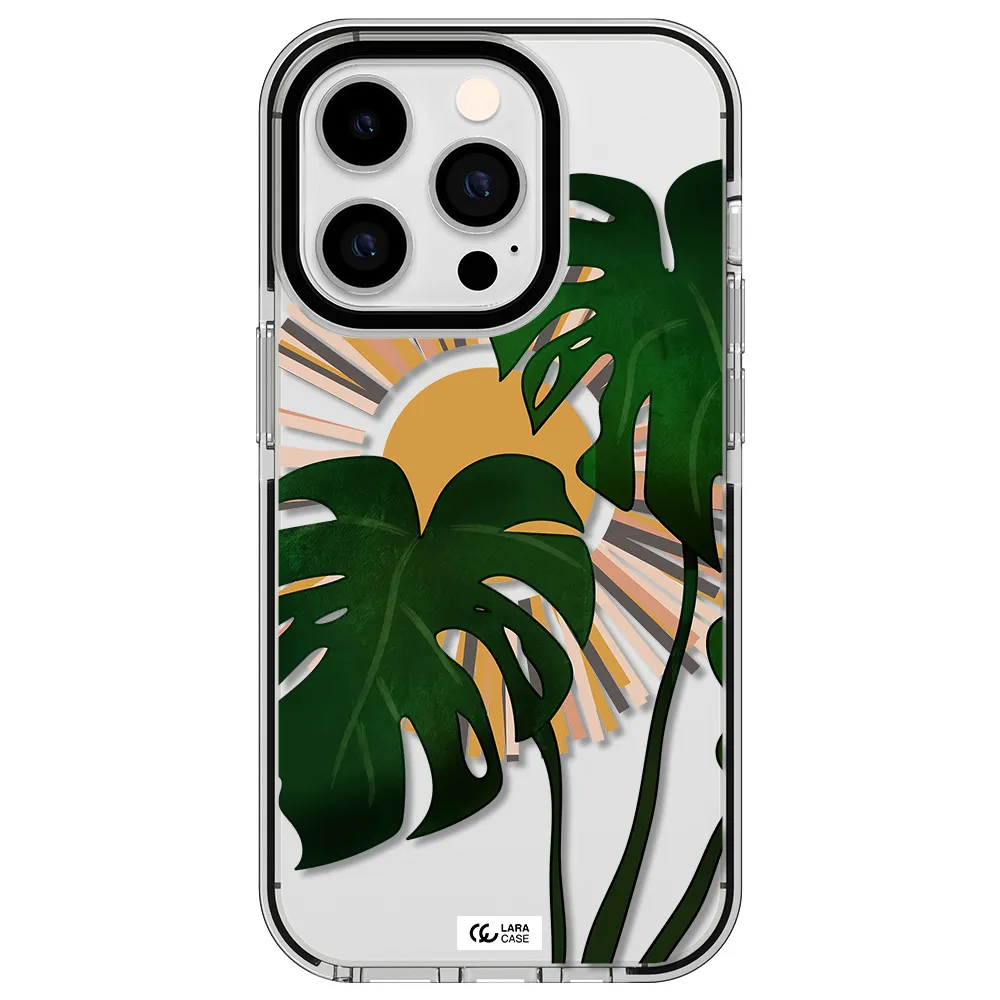 Monstera Leaf Apple iPhone 14 pro impact black border Case