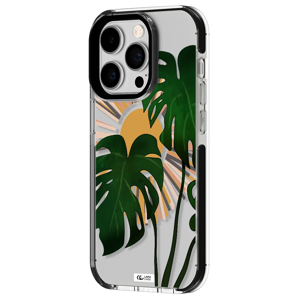 Monstera Leaf Apple iPhone 14 pro impact black border Case