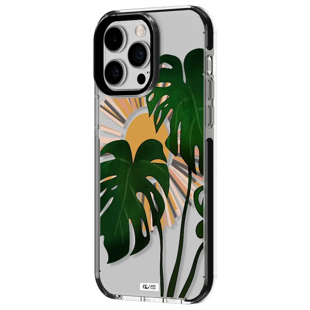 Monstera Leaf Apple iPhone 14 pro max impact black border Case