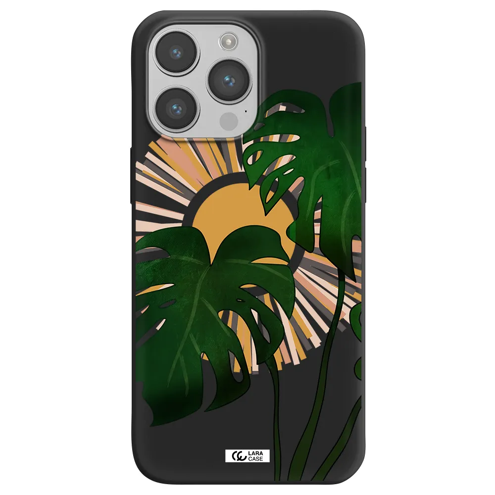 Monstera Leaf Apple iPhone 14 pro max Silicone black Case