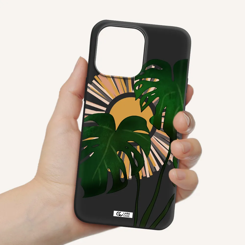 Monstera Leaf Apple iPhone 14 pro max Silicone black Case