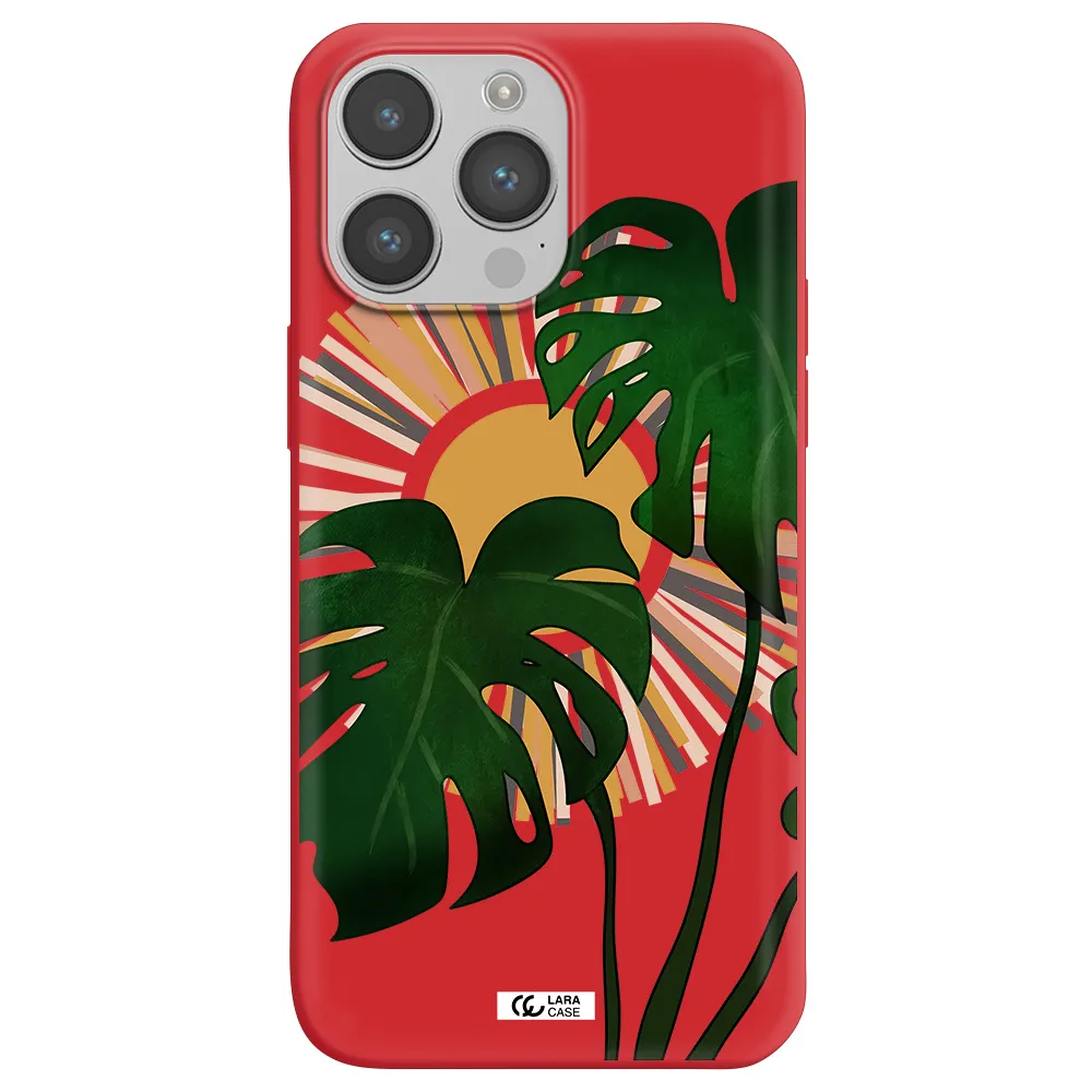 Monstera Leaf Apple iPhone 14 pro max Silicone Imperial Red Case