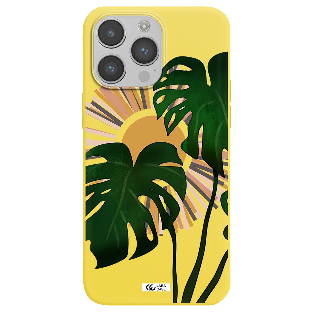 Monstera Leaf Apple iPhone 14 pro Silicone canary yellow Case