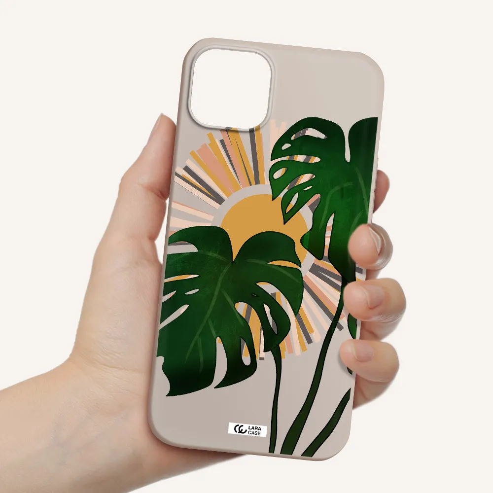 Monstera Leaf Apple iPhone 14 Silicone Stone Case