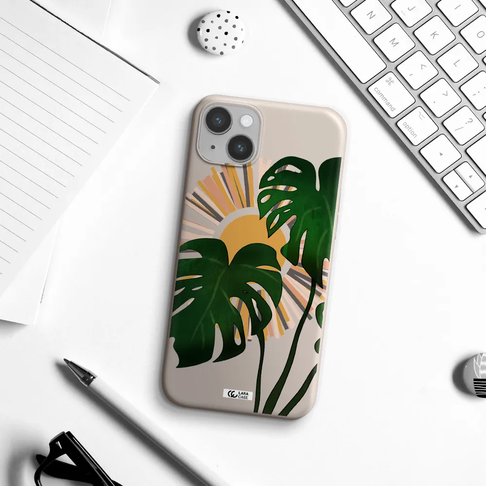 Monstera Leaf Apple iPhone 14 Silicone Stone Case