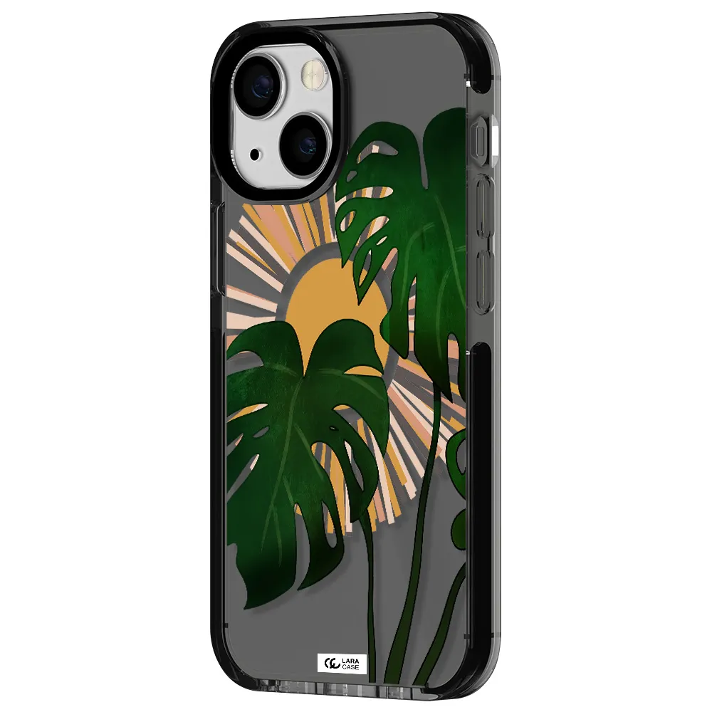 Monstera Leaf Apple iPhone 15 impact Smoke Black Case