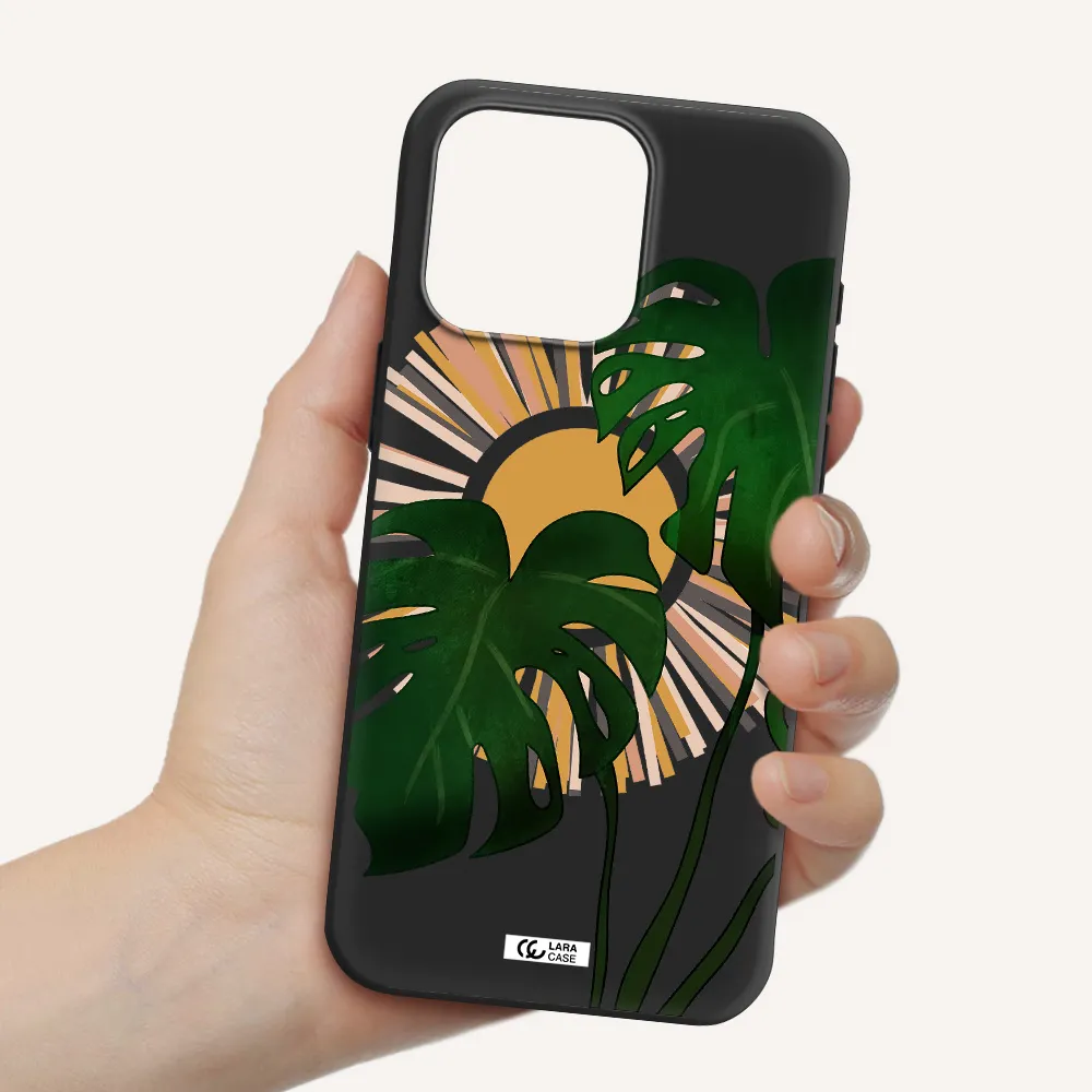 Monstera Leaf Apple Iphone 15 Pro max Silicone black Case