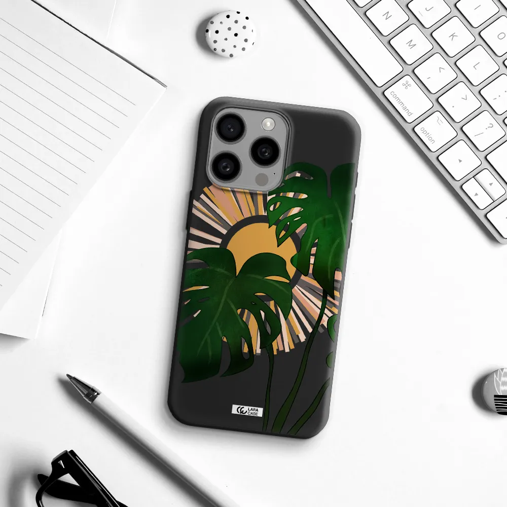 Monstera Leaf Apple Iphone 15 Pro max Silicone black Case