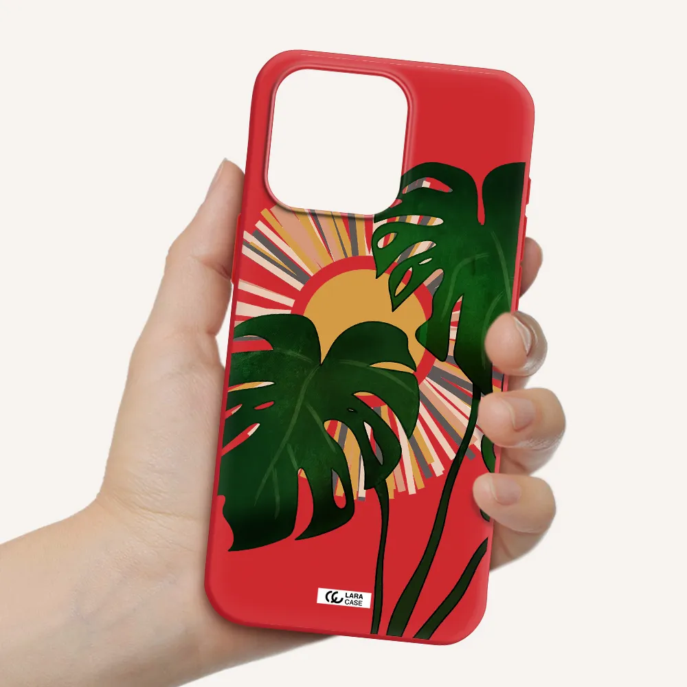 Monstera Leaf Apple Iphone 15 Pro Max Silicone Imperial Red Case