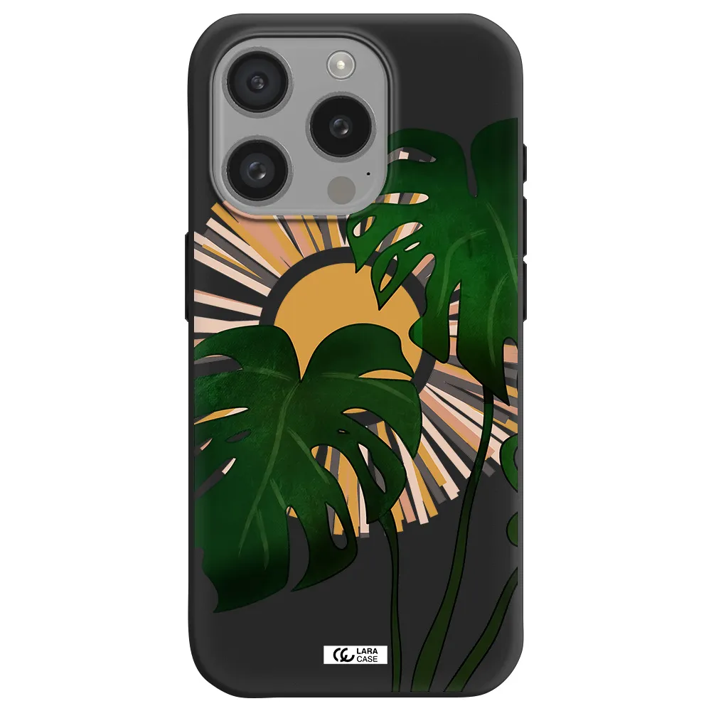 Monstera Leaf Apple Iphone 15 Pro Silicone Black Case