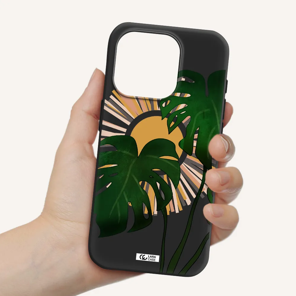 Monstera Leaf Apple Iphone 15 Pro Silicone Black Case