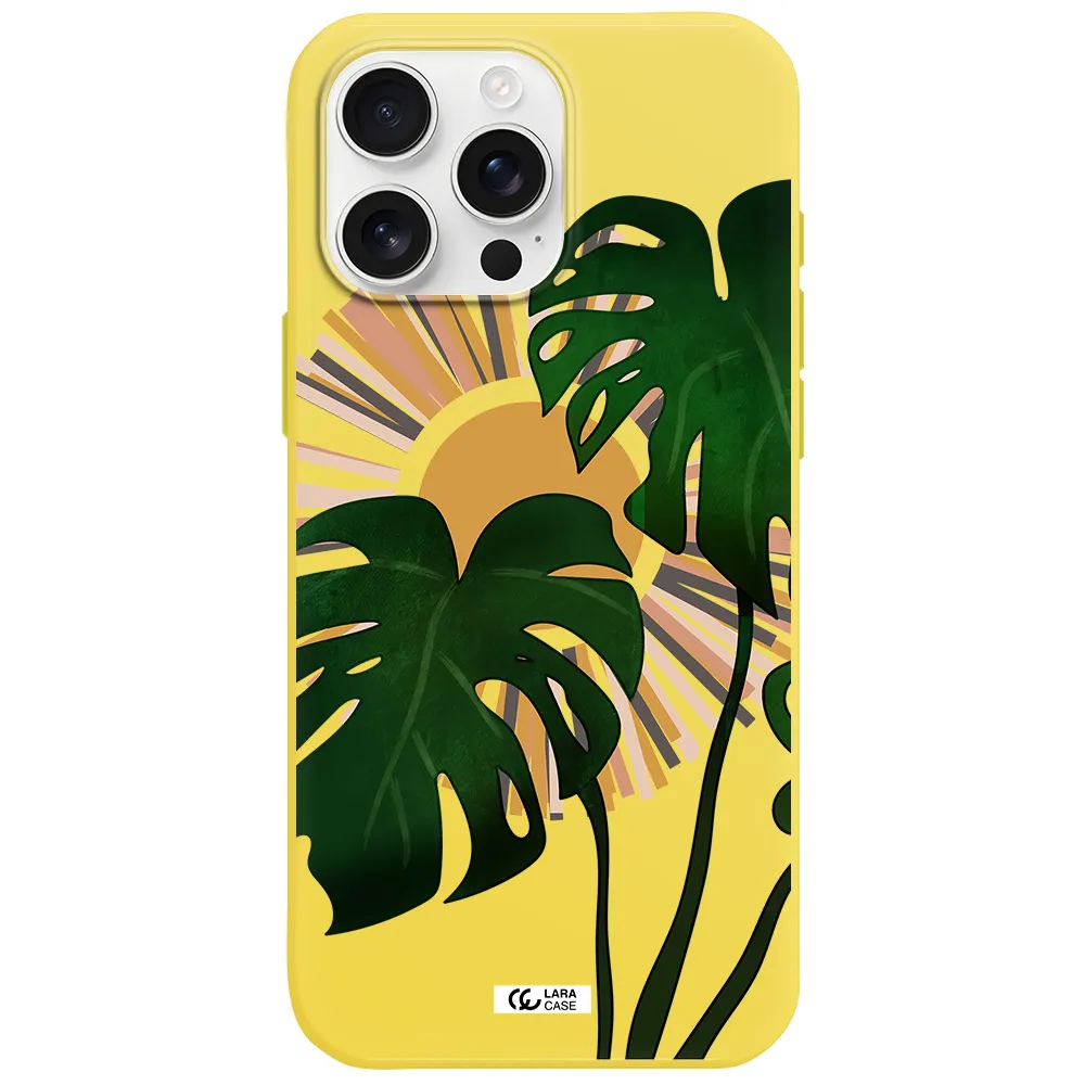 Monstera Leaf Apple Iphone 16 Pro Max Silicone Canary Yellow Case