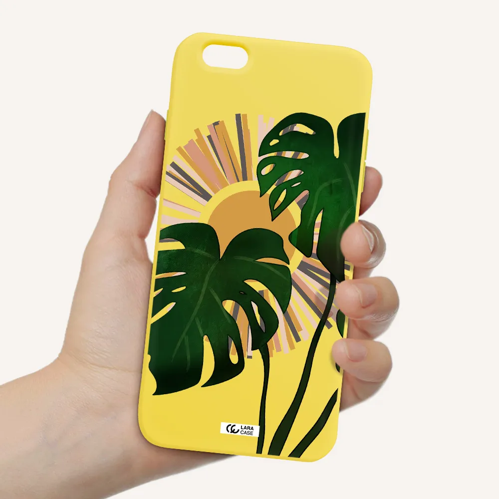 Monstera Leaf Apple iPhone 6 plus Silicone canary yellow Case