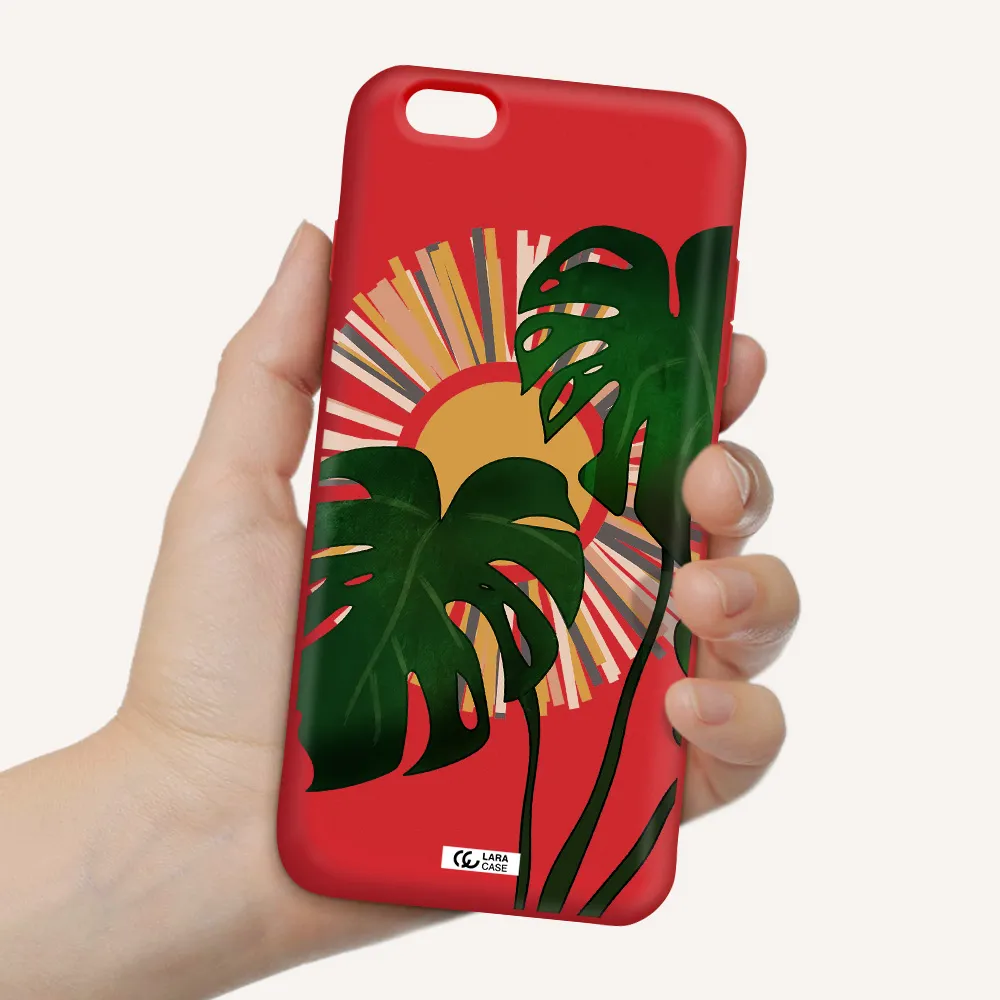 Monstera Leaf Apple iPhone 6 plus Silicone Imperial Red Case