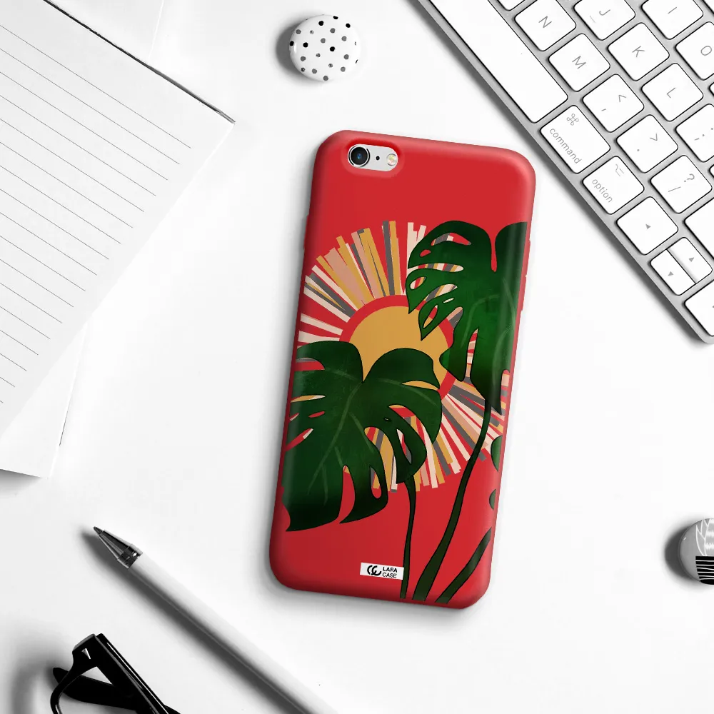 Monstera Leaf Apple iPhone 6 plus Silicone Imperial Red Case