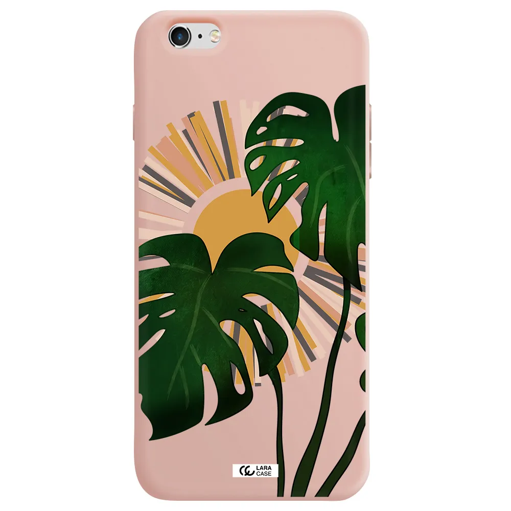 Monstera Leaf Apple iPhone 6 plus Silicone pastel pink Case