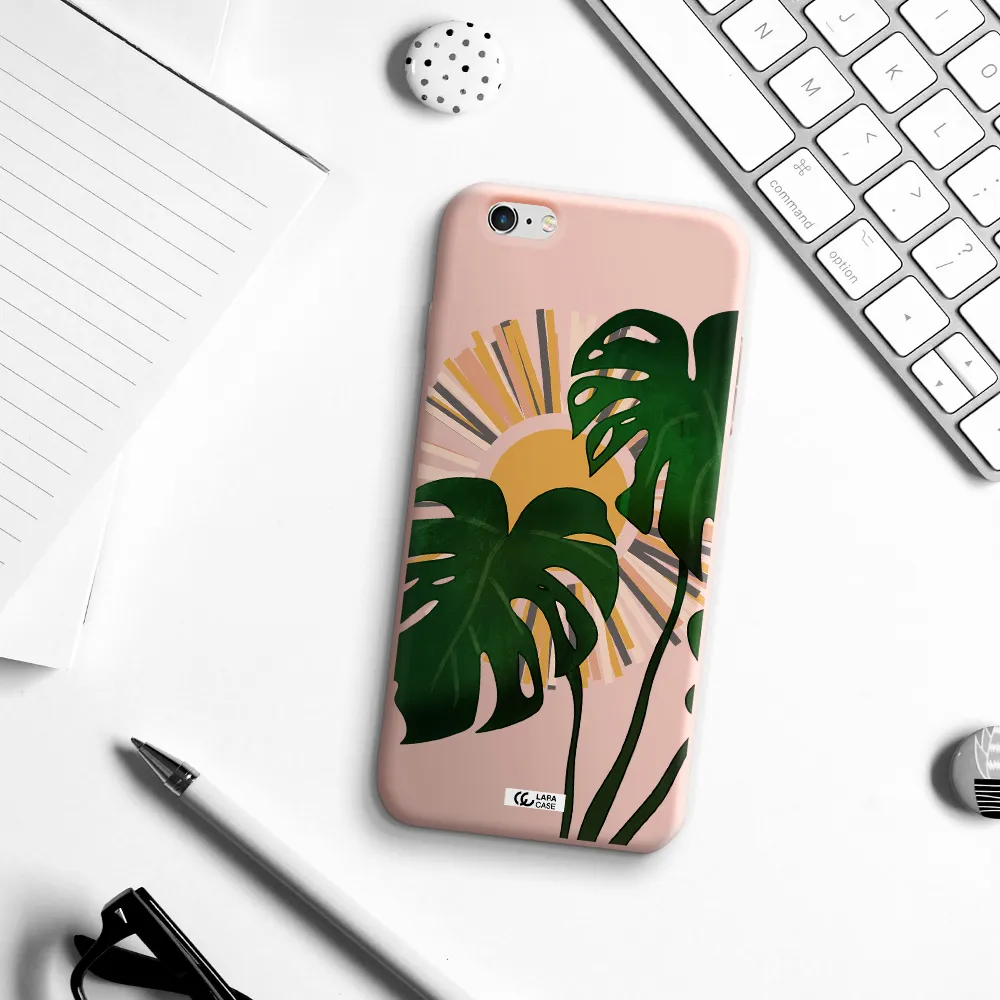 Monstera Leaf Apple iPhone 6 plus Silicone pastel pink Case