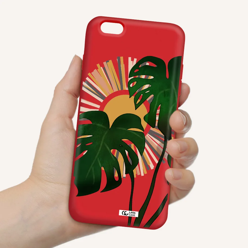 Monstera Leaf Apple iPhone 6 s plus Silicone Imperial Red Case