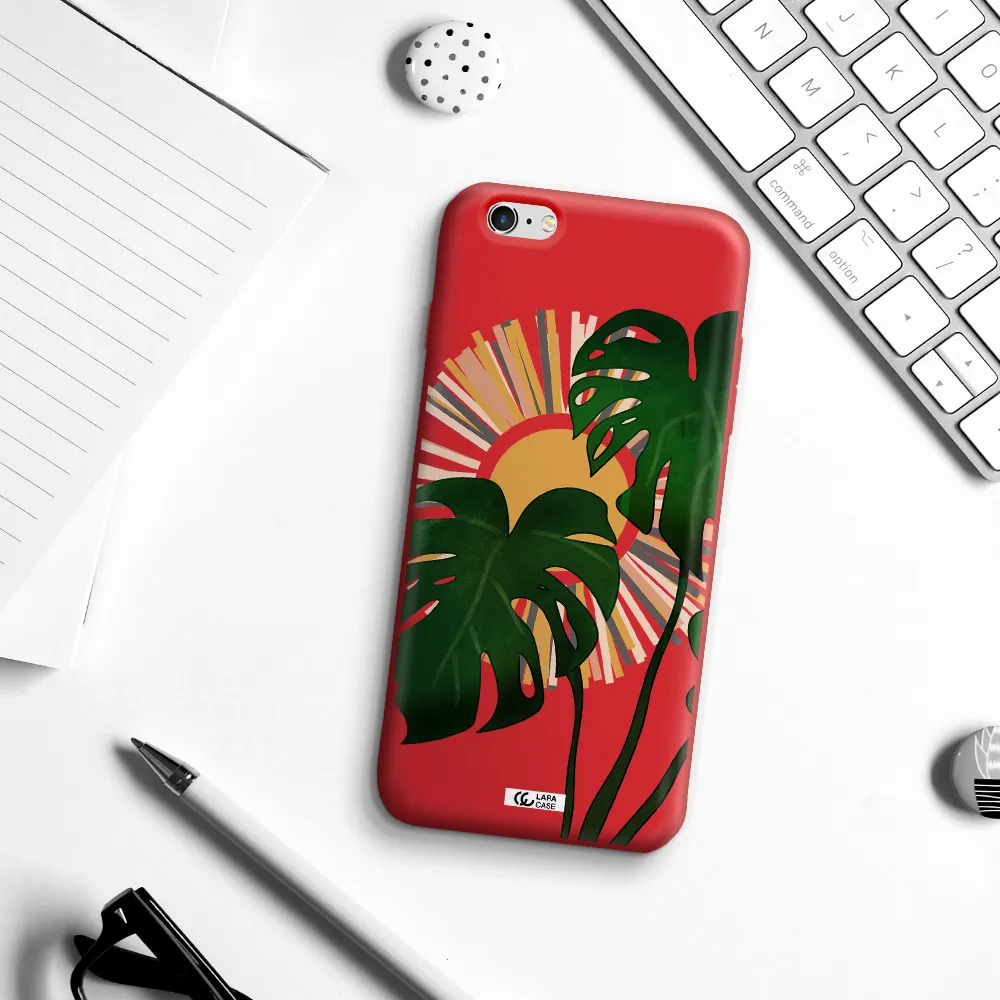 Monstera Leaf Apple iPhone 6 s plus Silicone Imperial Red Case