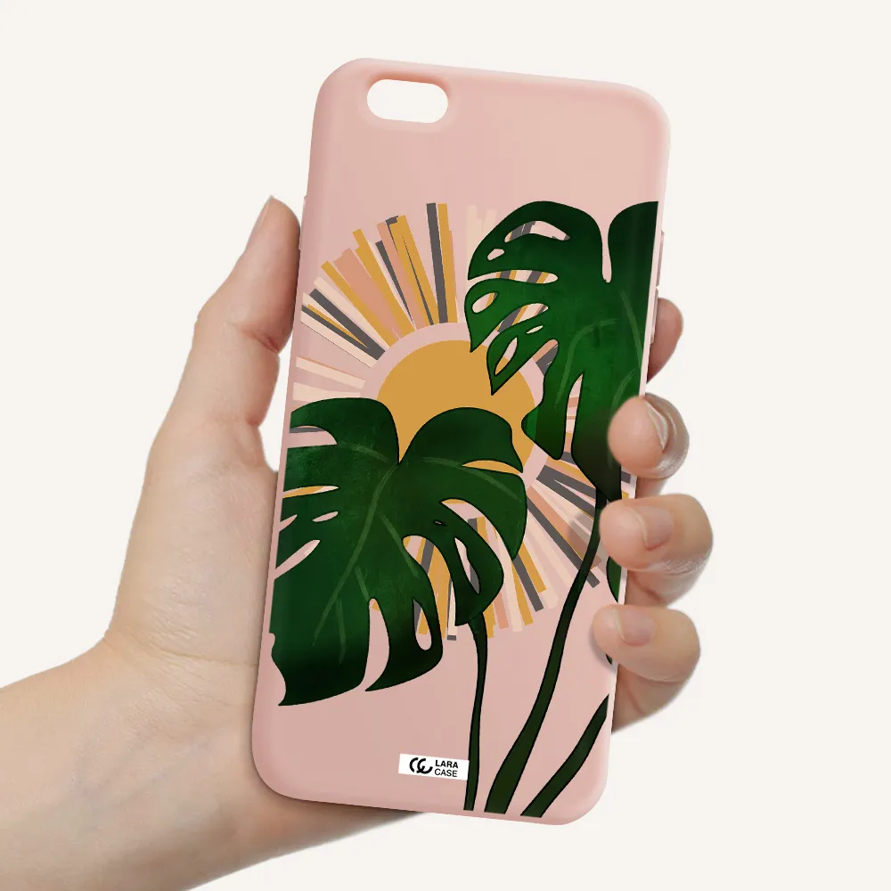 Monstera Leaf Apple iPhone 6 s plus Silicone pastel pink Case