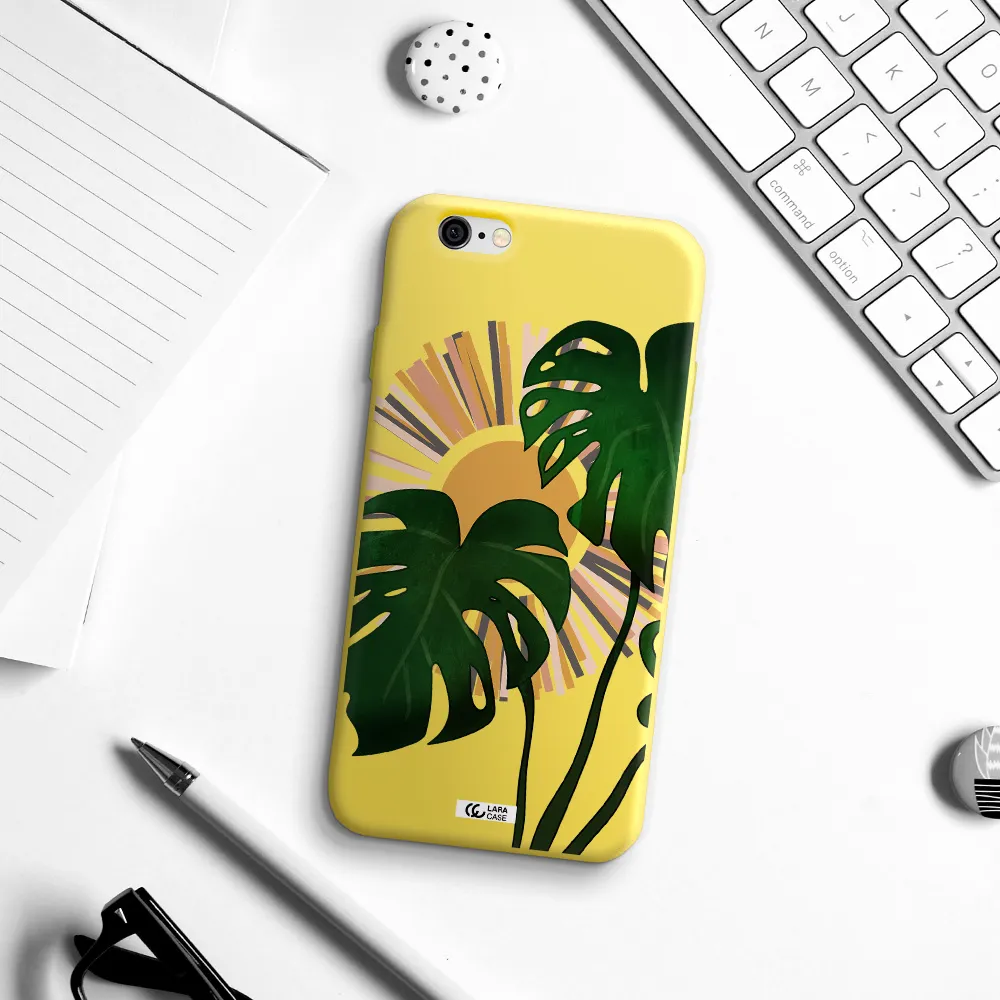 Monstera Leaf Apple iPhone 6 Silicone canary yellow Case