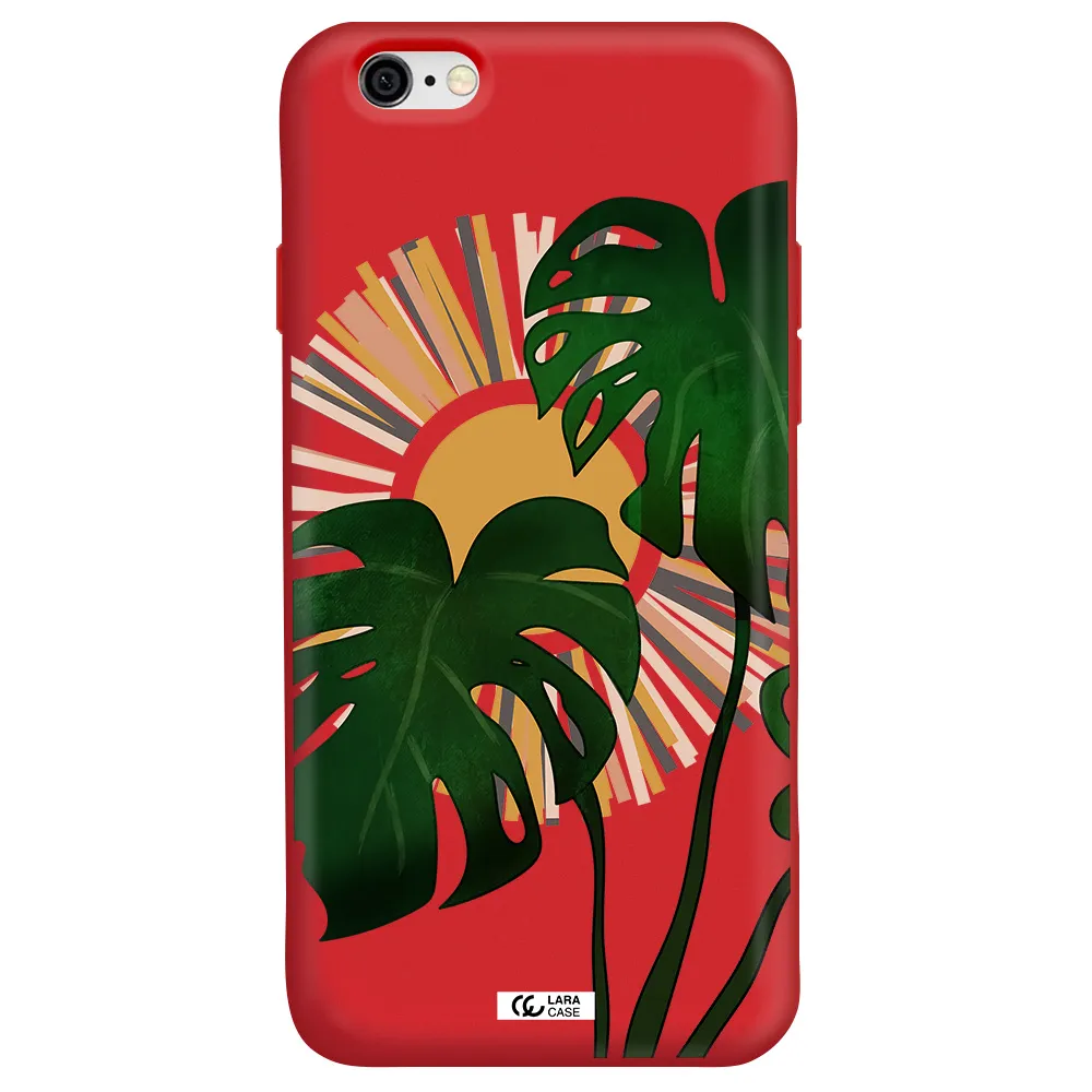 Monstera Leaf Apple iPhone 6 Silicone Imperial Red Case