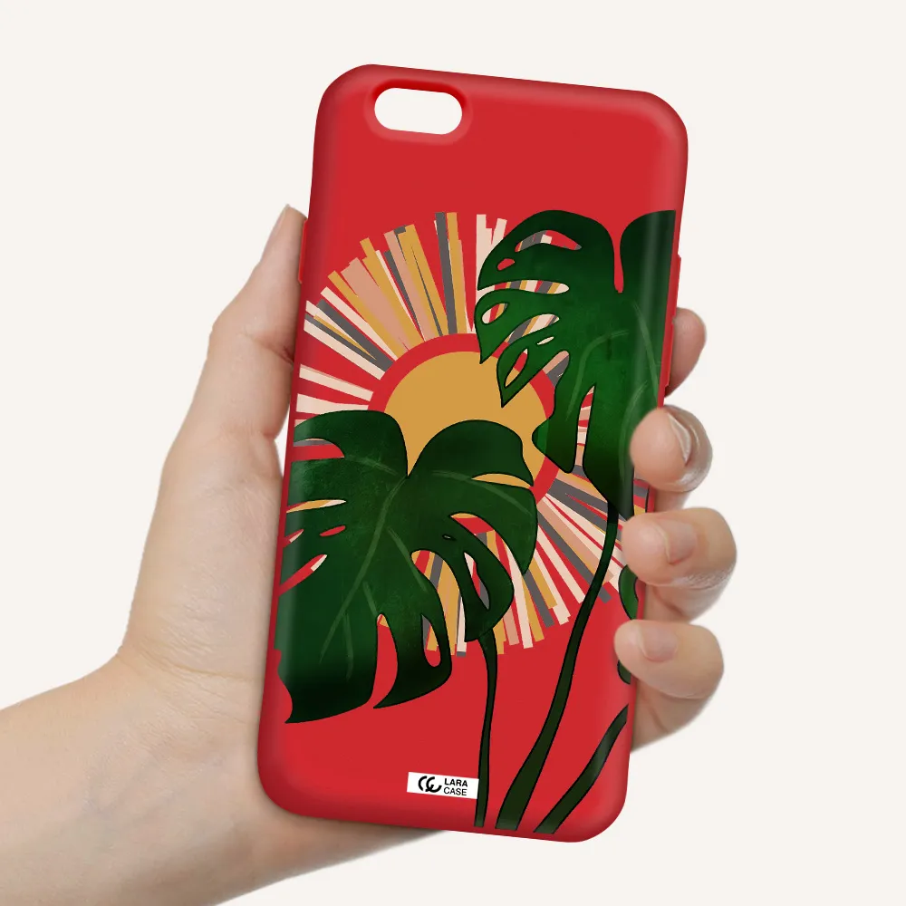Monstera Leaf Apple iPhone 6 Silicone Imperial Red Case