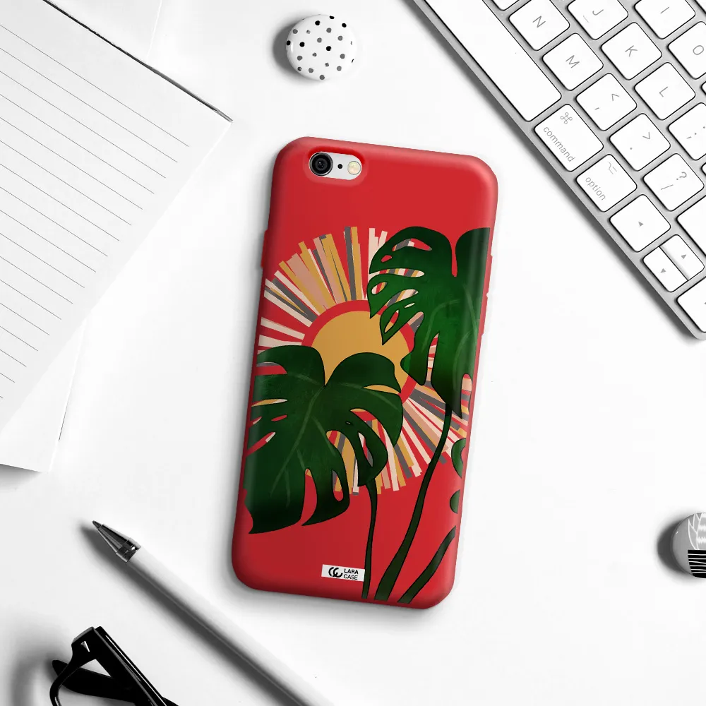Monstera Leaf Apple iPhone 6 Silicone Imperial Red Case