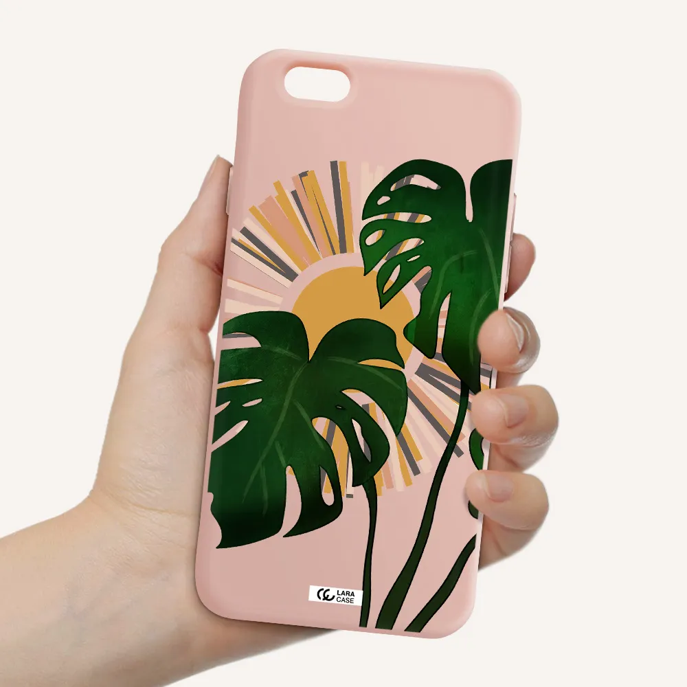 Monstera Leaf Apple iPhone 6 Silicone pastel pink Case