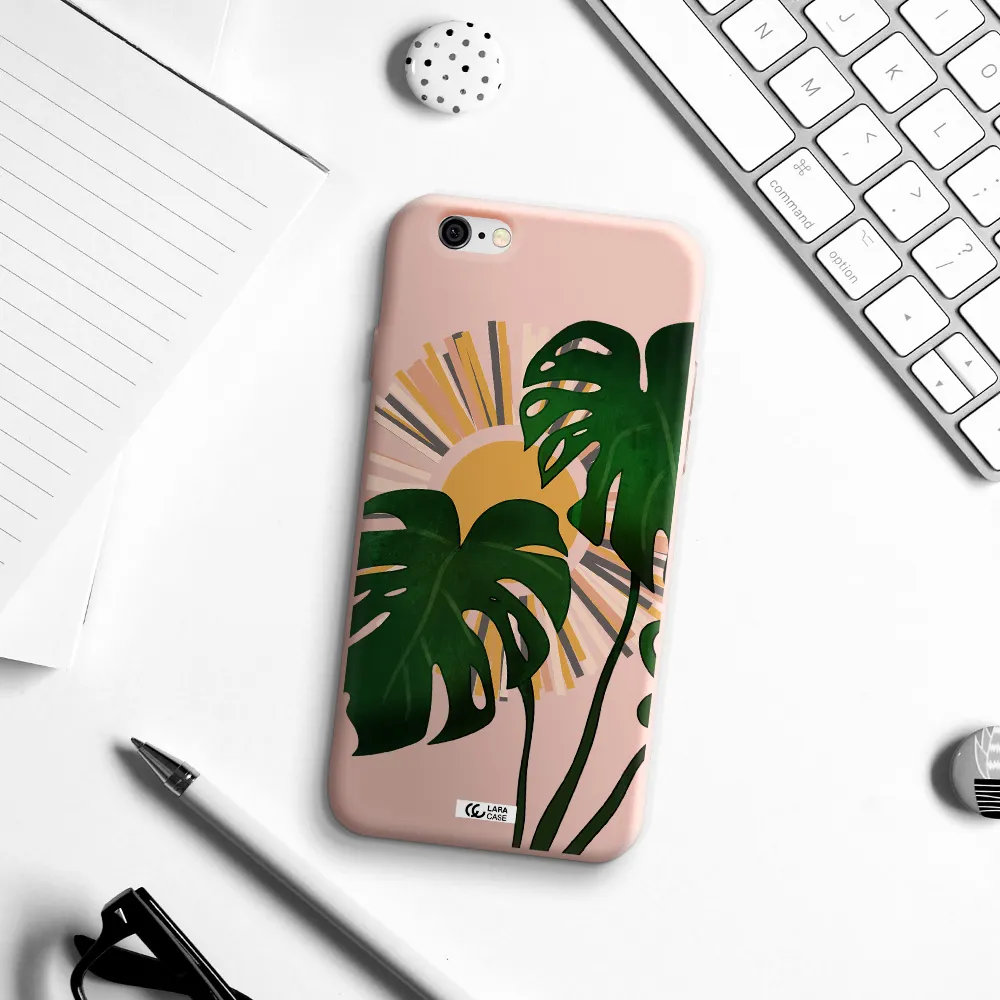 Monstera Leaf Apple iPhone 6 Silicone pastel pink Case