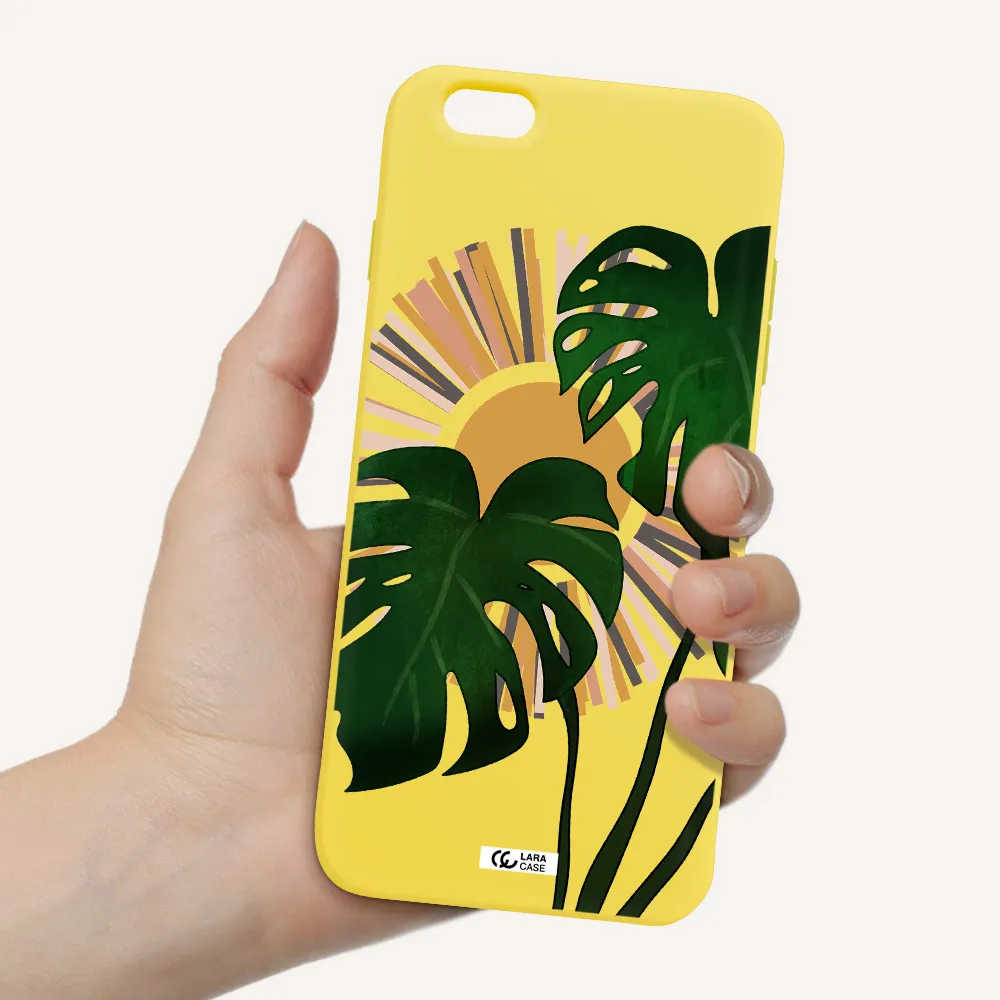 Monstera Leaf Apple iPhone 6S Silicone canary yellow Case