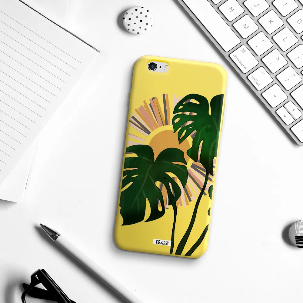 Monstera Leaf Apple iPhone 6S Silicone canary yellow Case