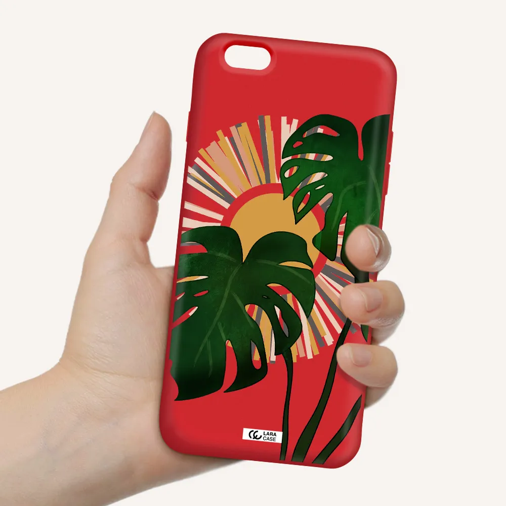 Monstera Leaf Apple iPhone 6S Silicone Imperial Red Case