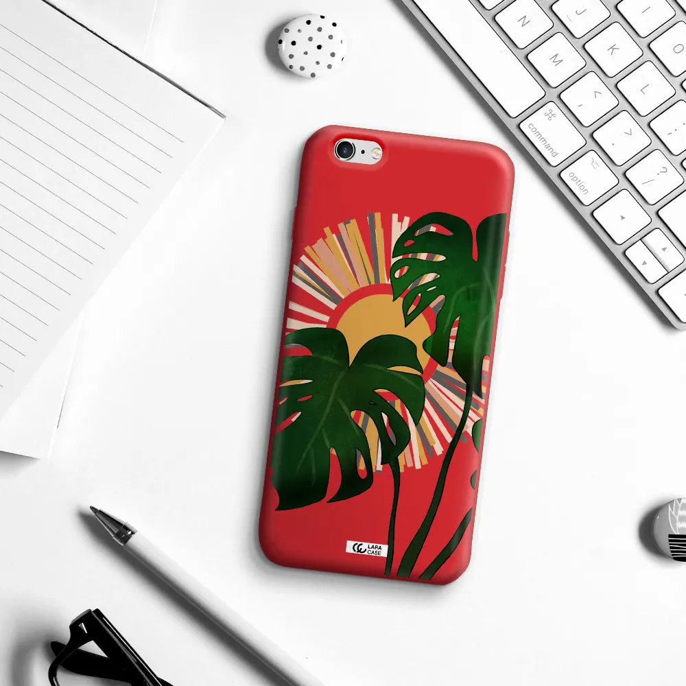 Monstera Leaf Apple iPhone 6S Silicone Imperial Red Case