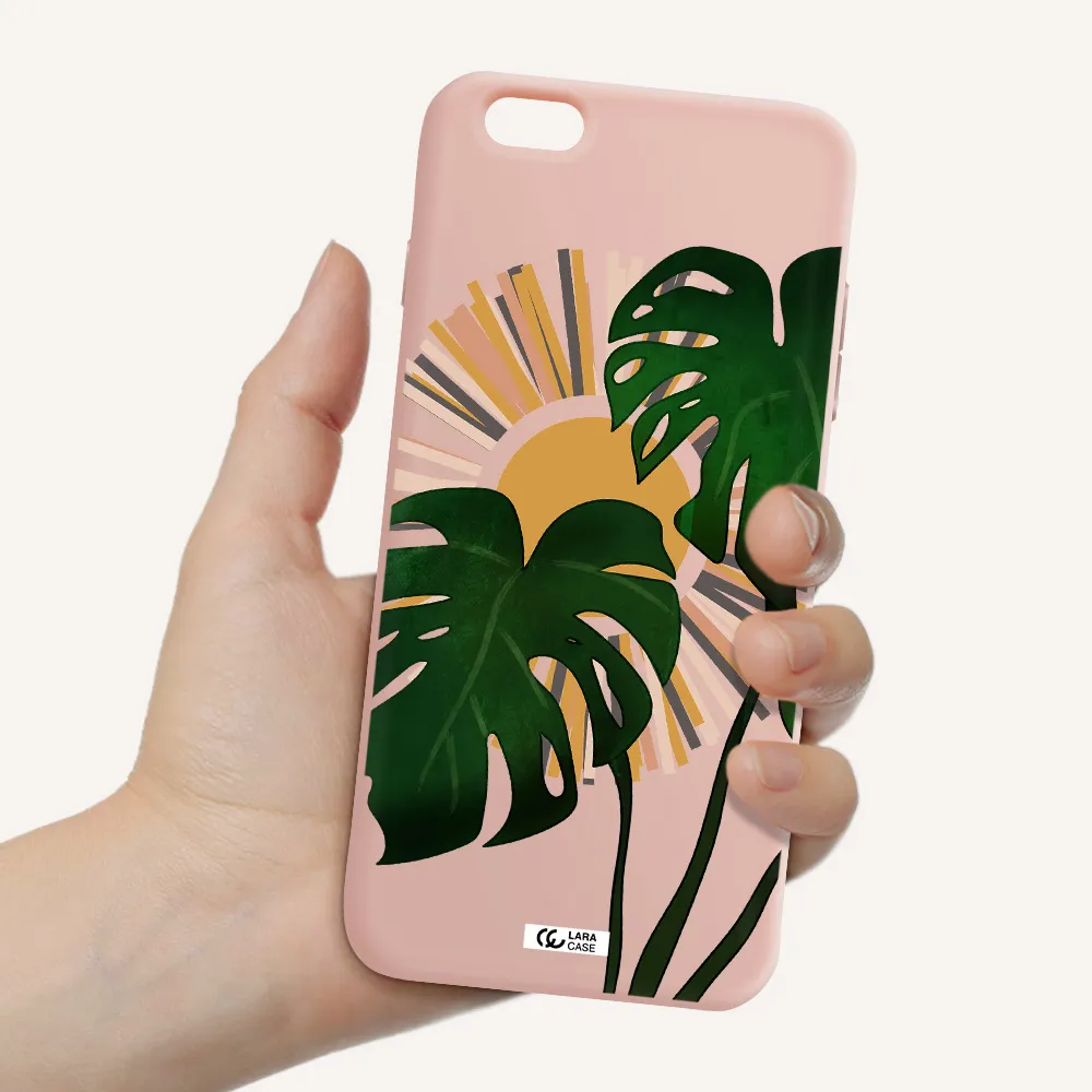 Monstera Leaf Apple iPhone 6S Silicone pastel pink Case