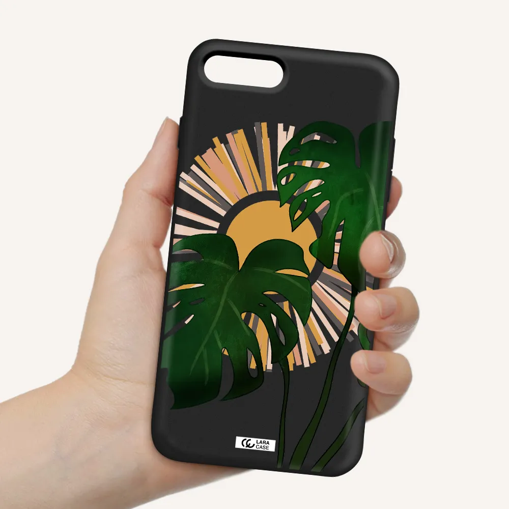 Monstera Leaf Apple iPhone 7 plus Silicone black Case