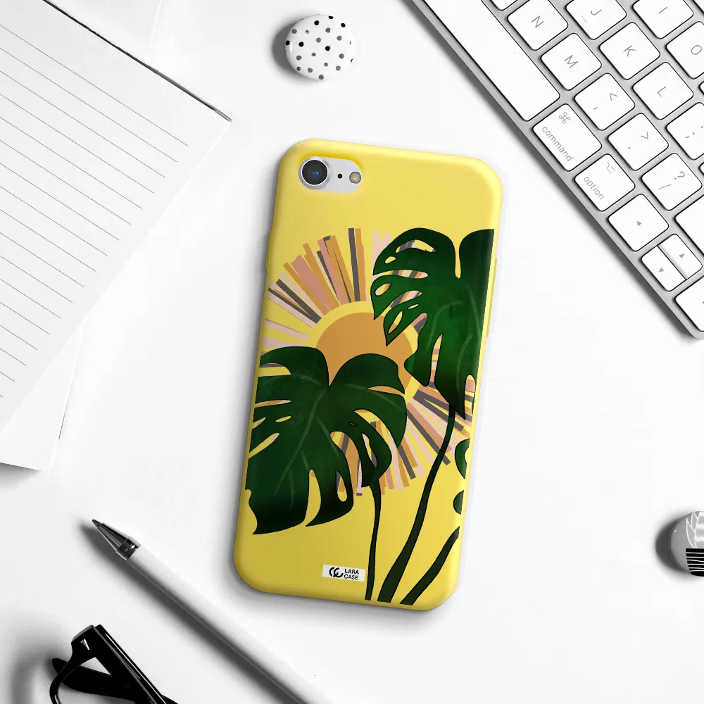 Monstera Leaf Apple iPhone 7 Silicone canary yellow Case