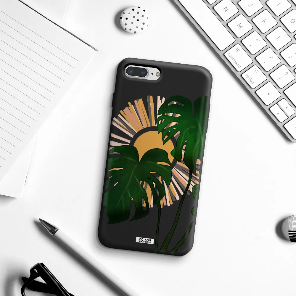 Monstera Leaf Apple iPhone 8 plus Silicone black Case